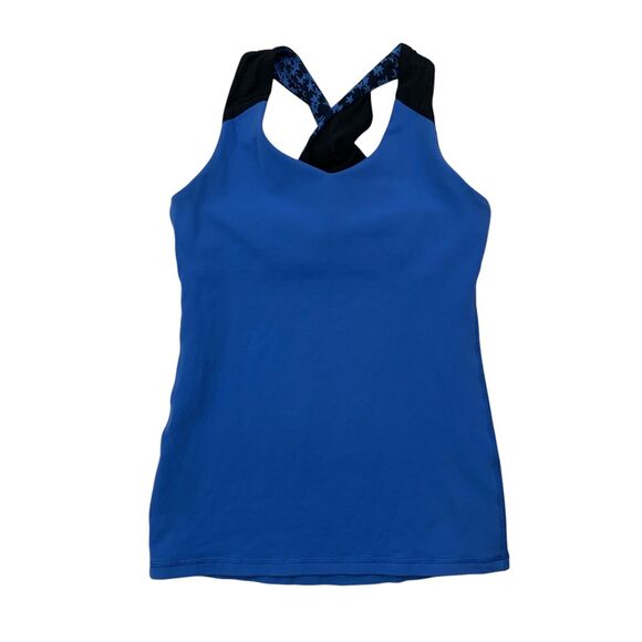Ivivva Tank Top Girls 14 Blue Twist Racerback Star Print Lululemon Shelf Bra - Picture 1 of 10